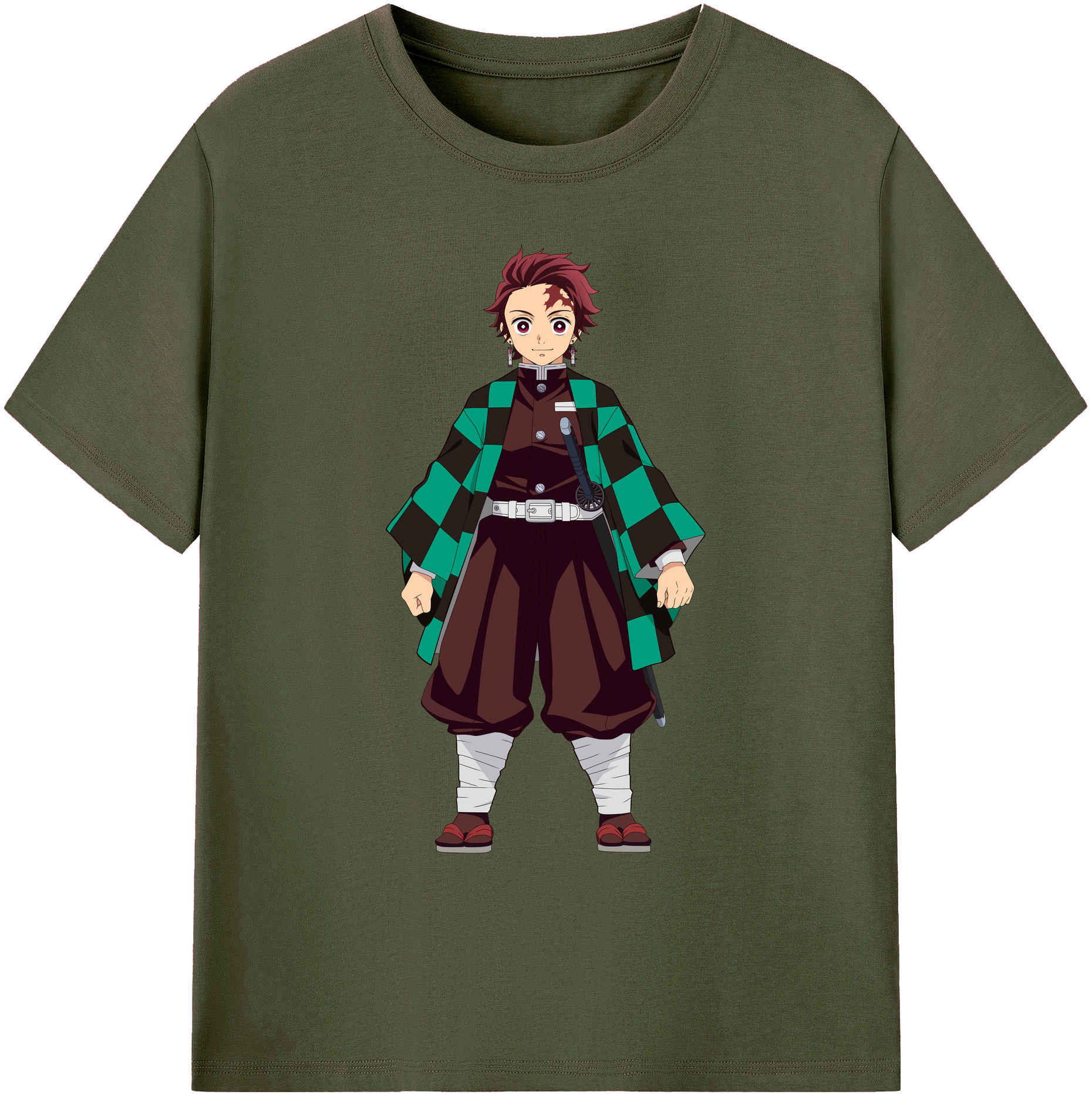 （画像用） 鬼滅の刃 竈門 炭治郎／かまど たんじろう Kamado Tanjirou 綿100％ メンズ半袖Tシャツ｜肌触りやわらか＆通気性